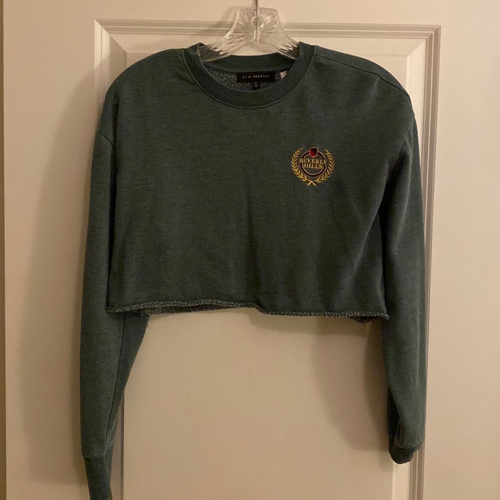 L.A. Hearts Green Beverly Hills Long Sleeve Crop Top